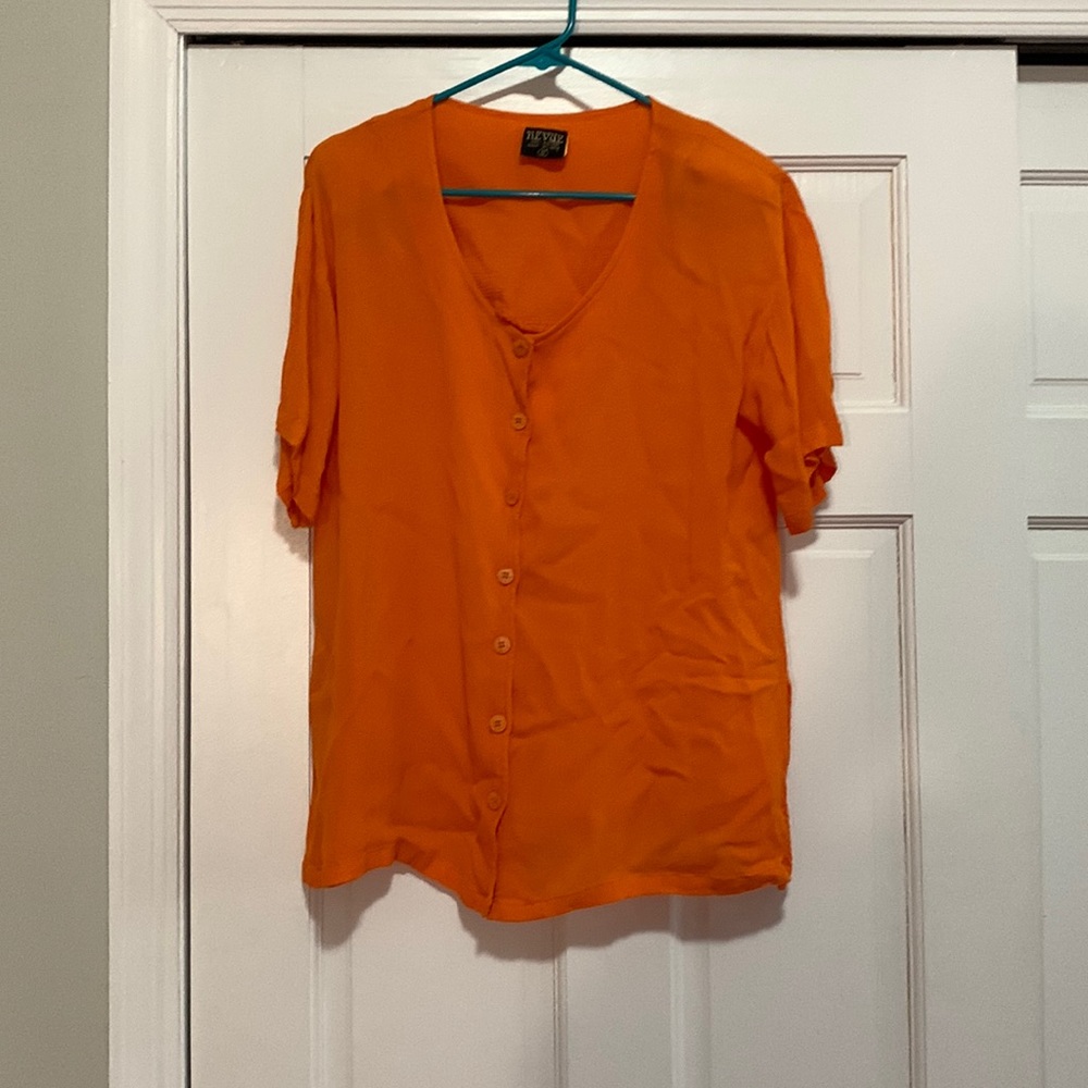 Revue orange rayon women’s button down tee